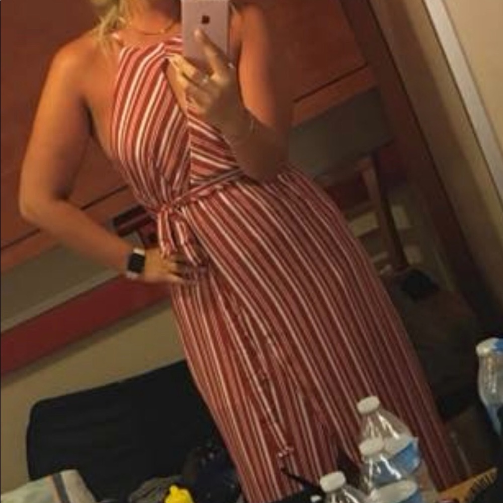 Maxi dress rustic orange and white